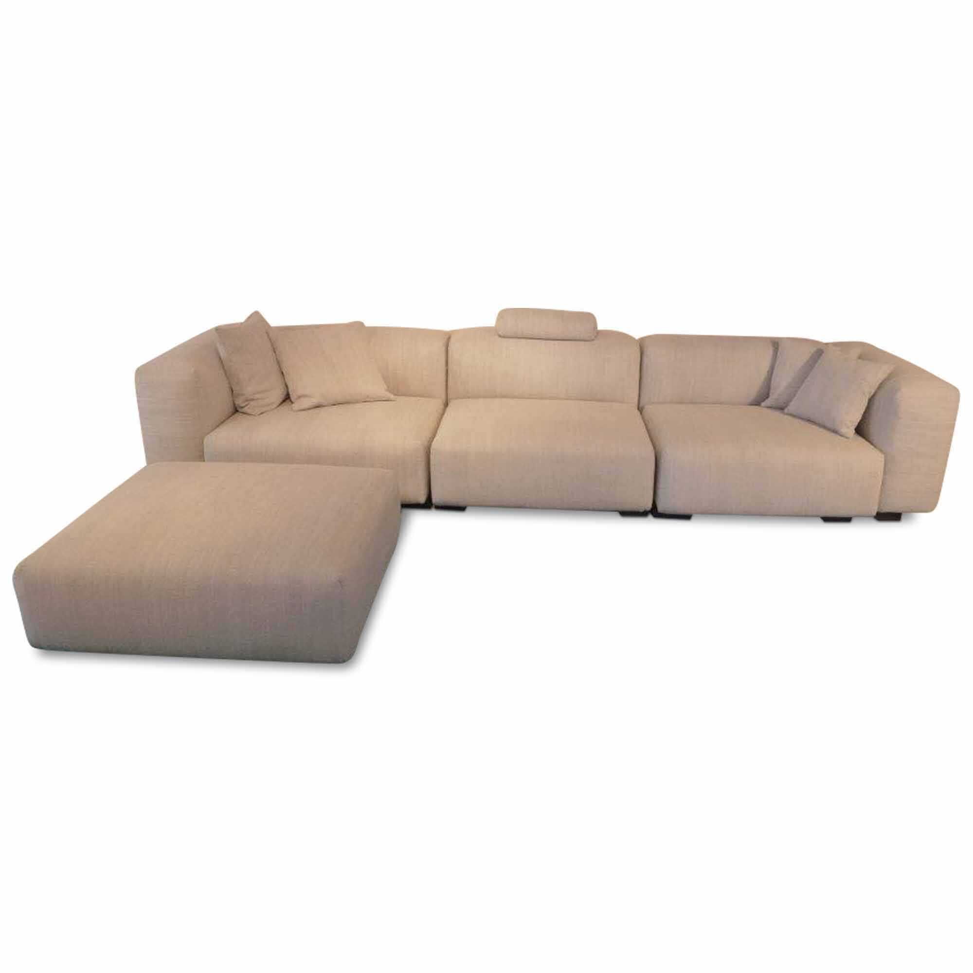 Sofa Soft Modular (mit Hocker) in Grau Beige mit Kopfstütze Ausstellungsstück