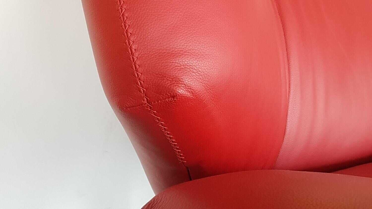 Leolux - Sofa Devon 2,5-Sitzer Leder Ceras 6600 Siam Rot mit Hocker - 8