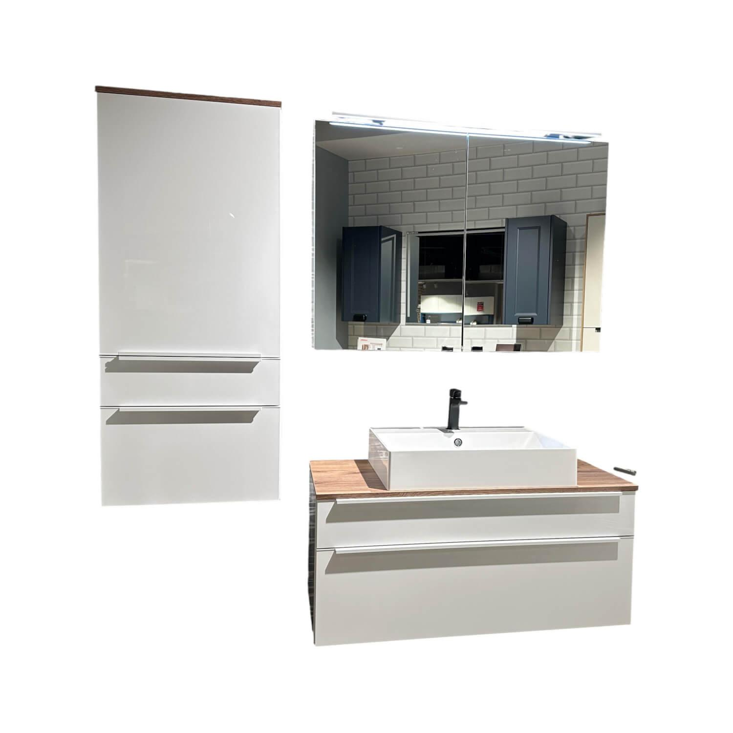 Nobilia - Badezimmer Flash 648 Lacklaminat Alpinweiß Hochglanz Inklusive Waschtisch Und Beleuchtung - 1