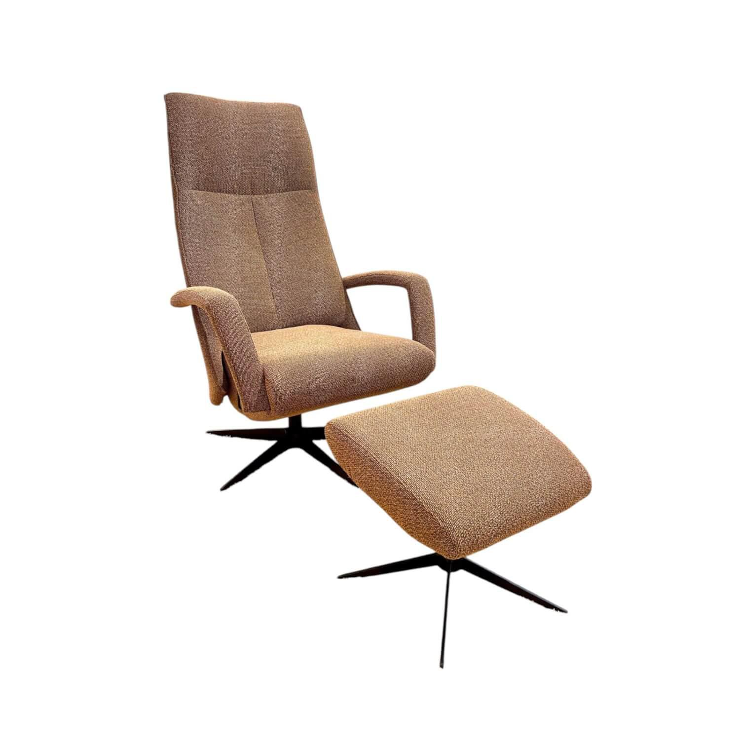 Contur - TV Sessel Senza SZ 032 Stoff Reno Melangegarn Cognac Anthrazit Braun Gestell Schwarz Inklusive Hocker - 1