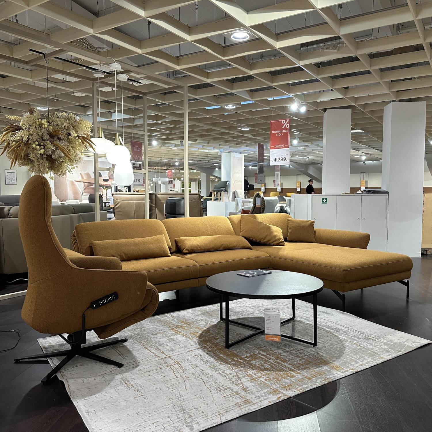 himolla - Sofagarnitur Sofa 1462 Sessel 7364 Large Stoff Q2Loop Chips Gelb Metallfuß Anthrazit Sessel Mit Herz-Waage-Funktion - 7