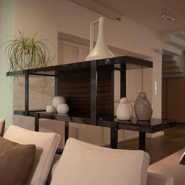 Minotti - Regal Dalton Holz Palisander Granit Grau Schwarz Und Metall Schwarz - 2