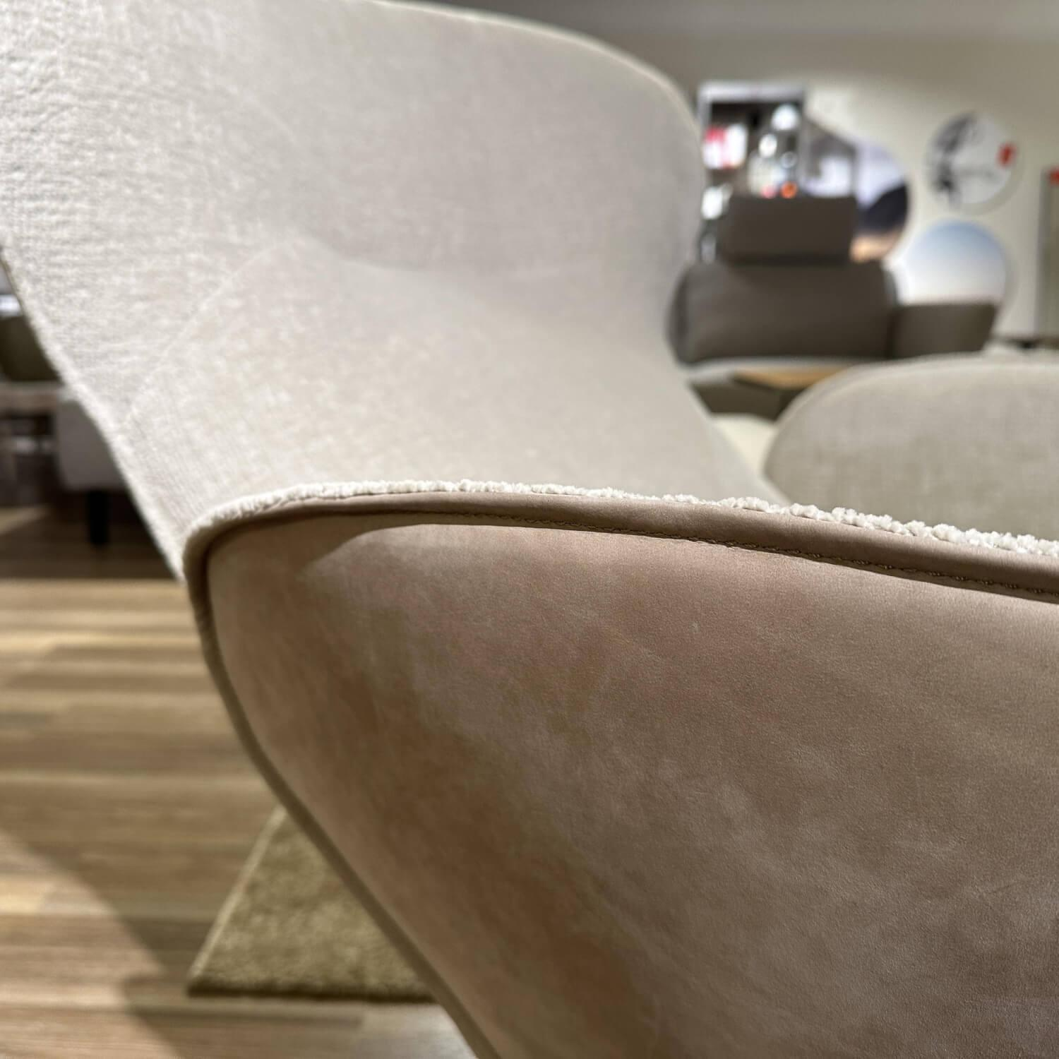 Jori - Relaxsessel Daydreamer Mono Move JR 7450 Innen Stoff Mumble Gesso Beige Außen Leder Nubuck Cream Beige Gestell Graugelb Matt Inklusive Beistelltisch Sposa T105 - 8