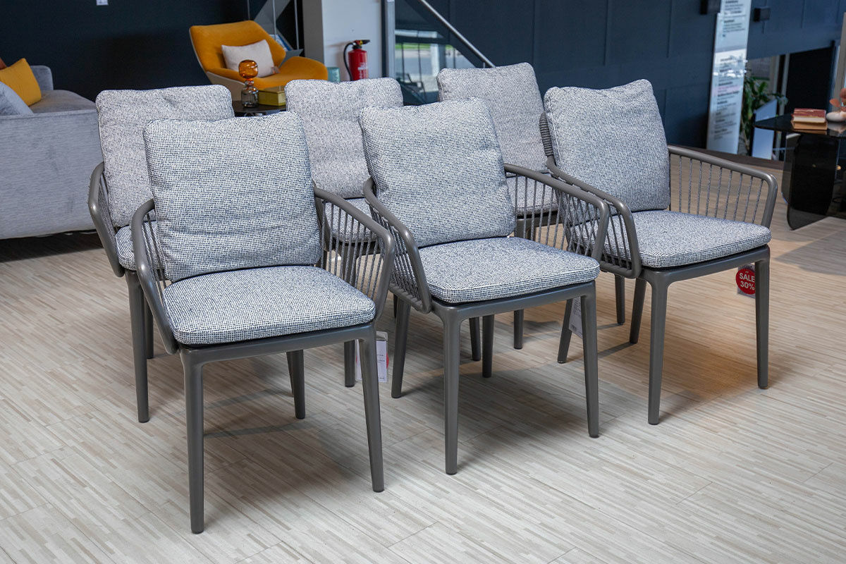 e656014309039f4776c32f4c14d999323bf6e1f3_2364030 Rolf Benz - 6er Set Outdoor Stuhl Yoko Stoff 17 150 Perlnachtblau Weiß Gestell Aluminium Pulverbeschichtet Anthrazit Matt - 8