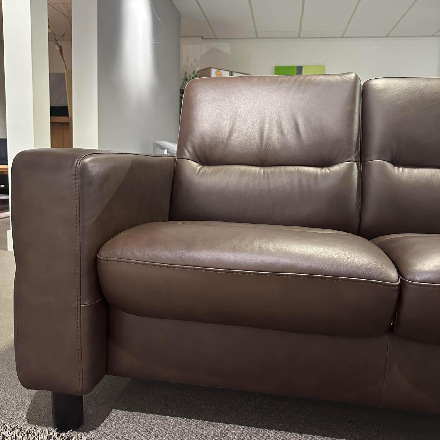 Stressless - Sofa Wave Bezug Leder Paloma Braun Holzfüße Schwarz Gebeizt - 9