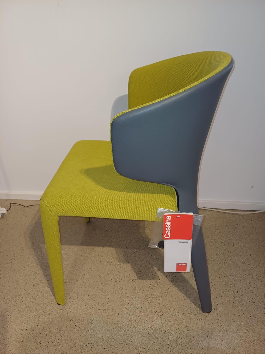 Cassina - 4er-Set Stuhl Hola Außen Leder 13X267 Grau Innen Stoff 13K550 Gelb Grün - 2