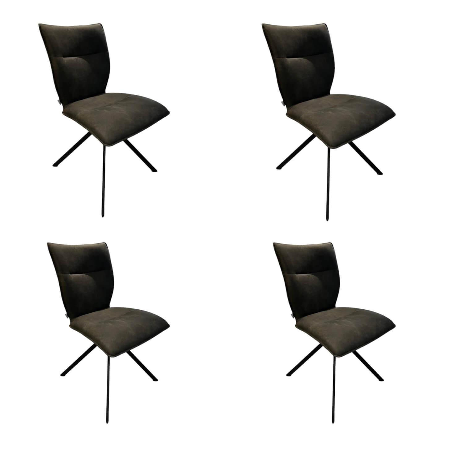 Natura - 4er-Set Stuhl Nottingham Stoff Microfaser Aberdeen Anthrazit Stativ Gestell Eisen Schwarz - 1