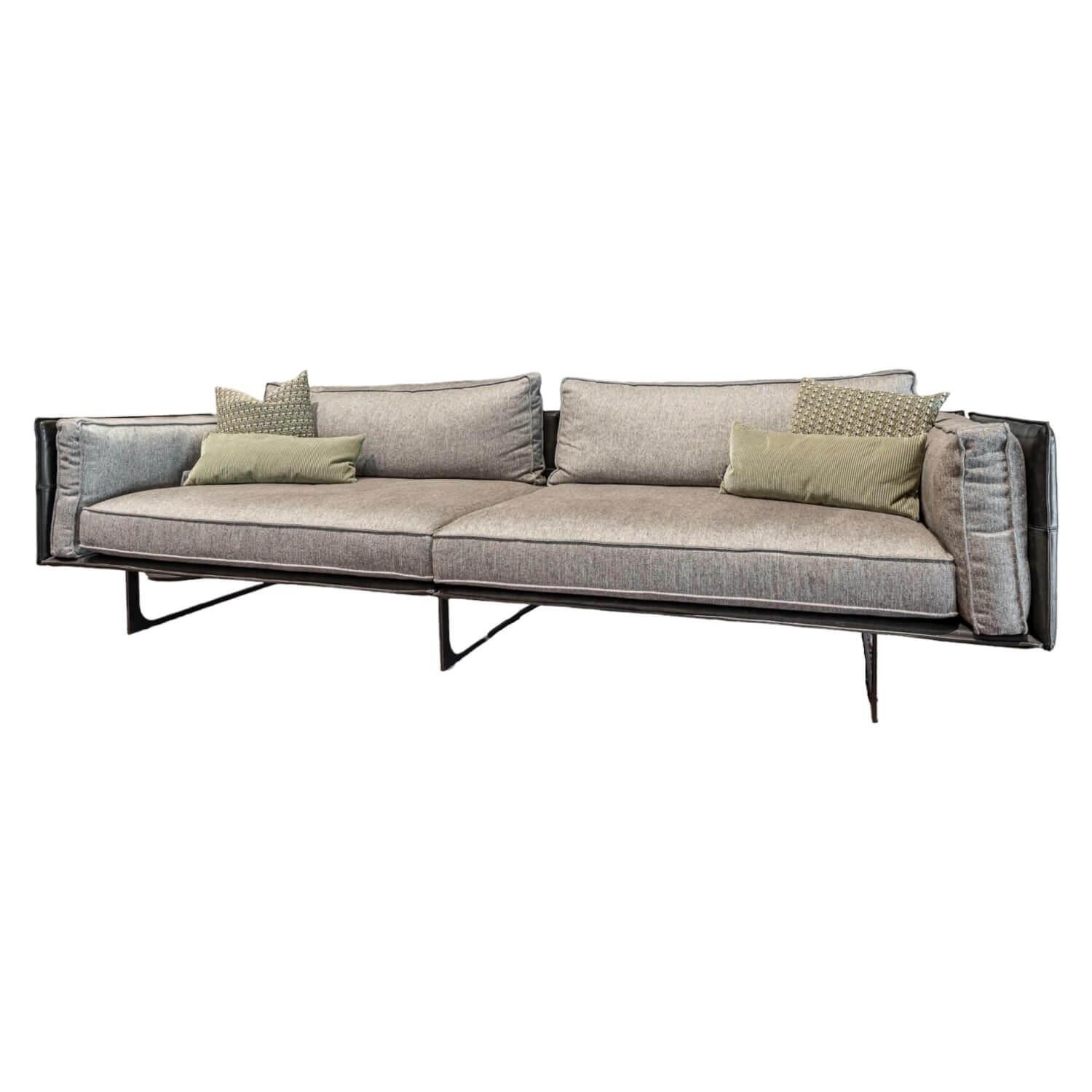 IP Design - Sofa Cube Air Leder Gascogne Espresso Braun Stoff Noah Grau - 1
