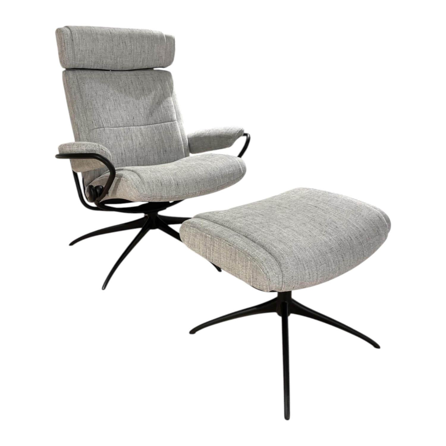 Stressless - Relaxsessel Paris Stoff Line 11 Light Grey Grau Gestell Star Matt Schwarz Inklusive Hocker Und Kopfstütze - 1