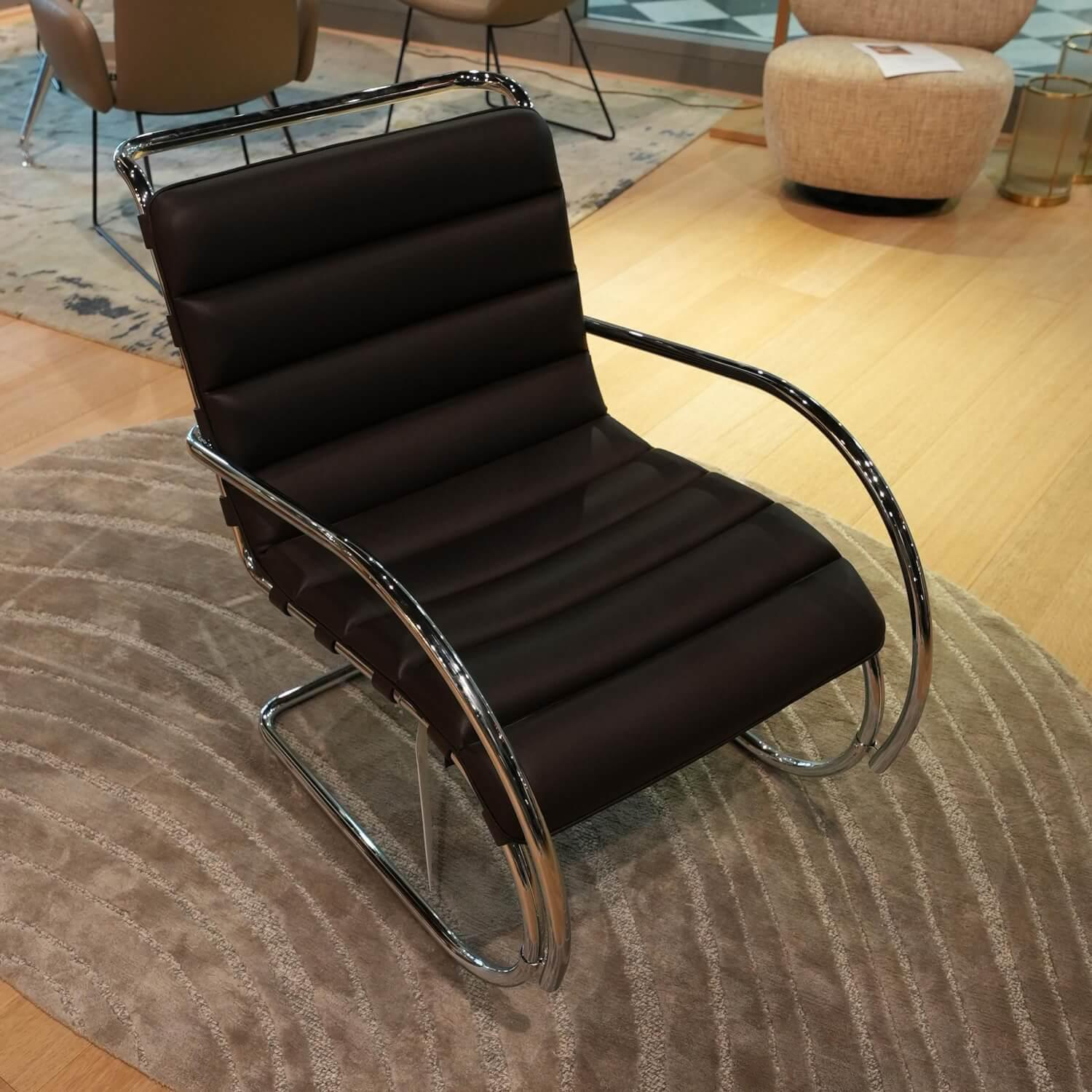 Knoll International - Sessel MR Bauhaus Leder X Bellagio Dark Brown Braun Gestell Chrom Poliert - 3