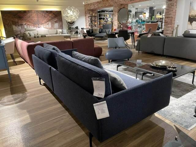 Rolf Benz - Polstergruppe Liv Smart Stoff 24.415 Graublau 24.144 Schwarzblau Aluminiumgestell Verkehrschwarz mit Couchtisch-Set - 4