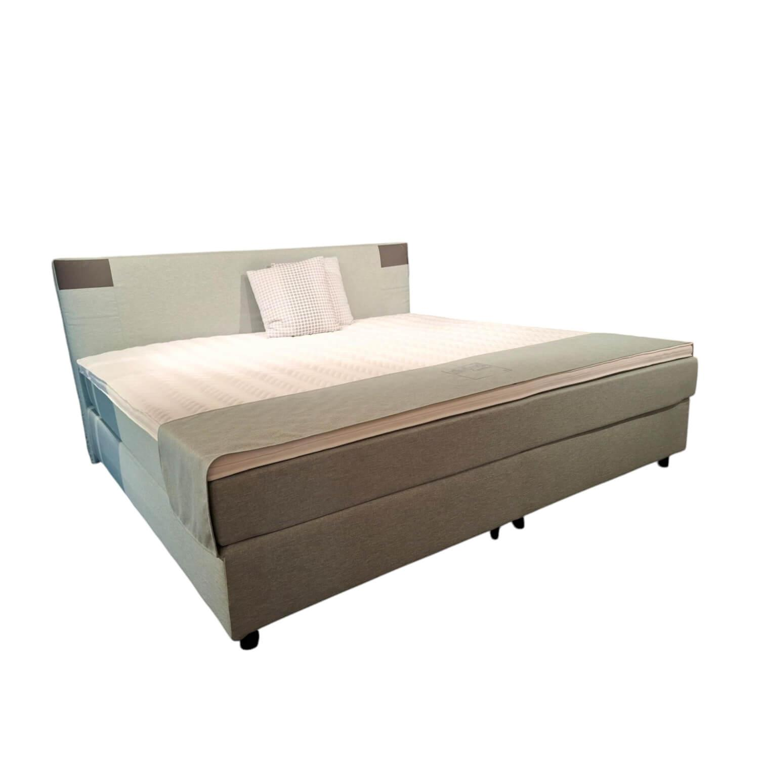 Global - Boxspringbett Valencia Stoff Hopper Mint Grün mit Matratze und Topper - 1