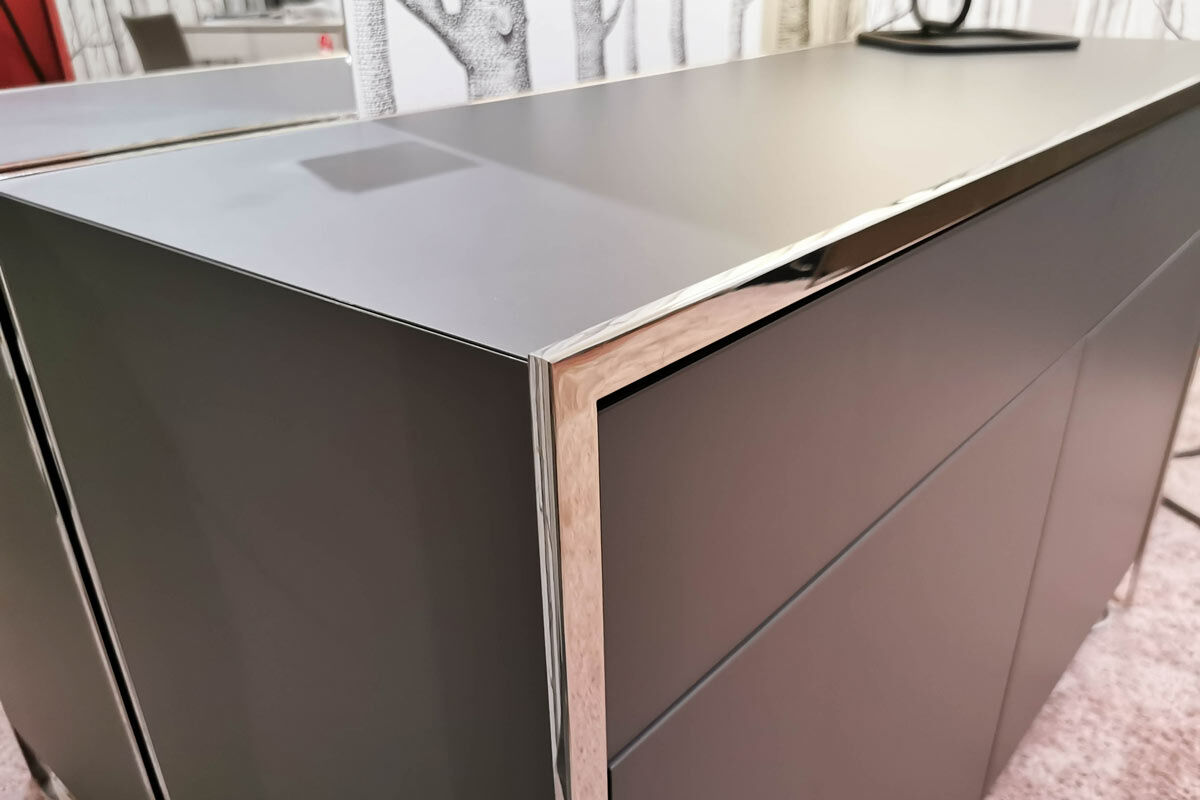 YOMEI - Kommode Smart Oberfläche Pantex Graphit Matt Gestell Edelstahl Poliert - 7