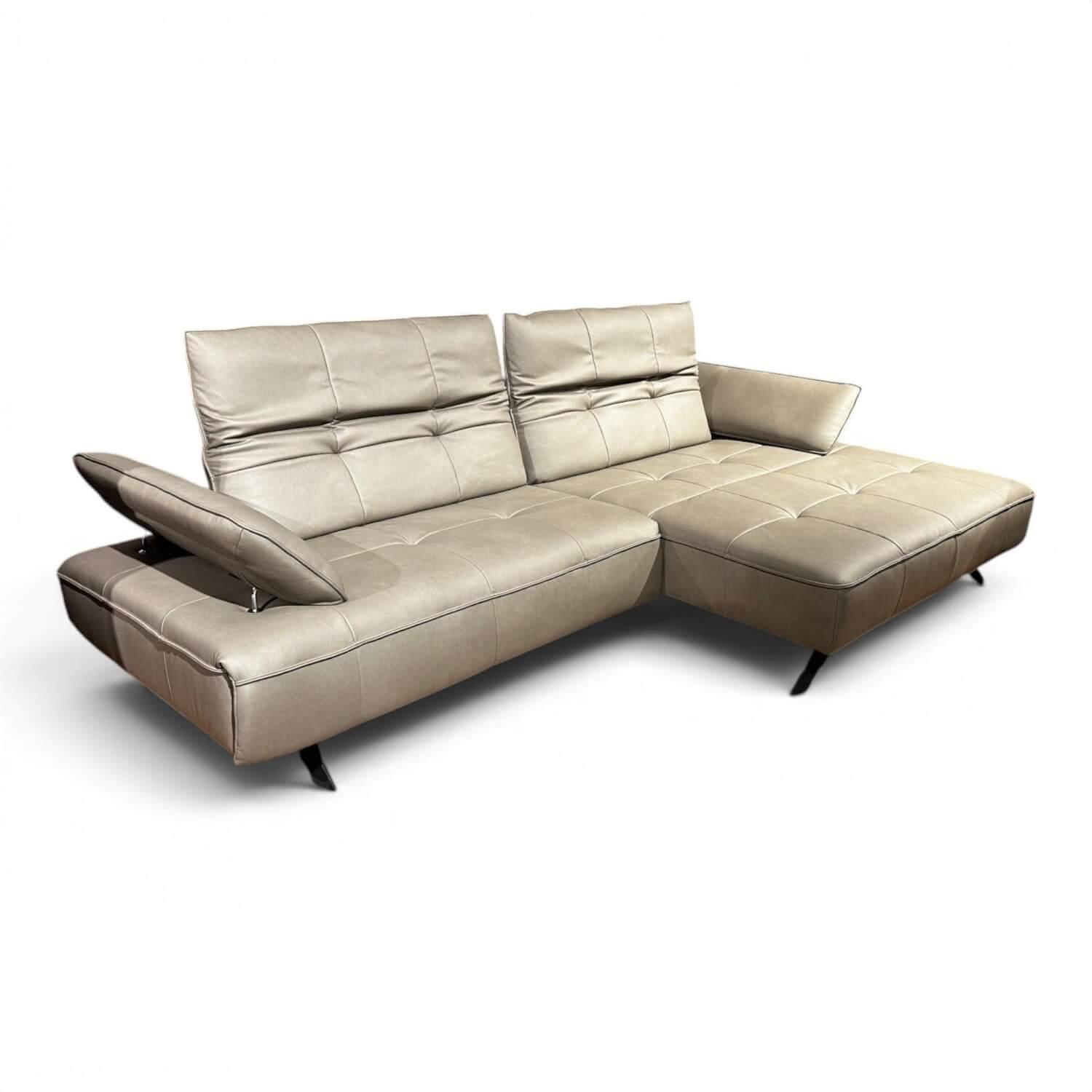 JOOP! - Ecksofa 8111 Square Leder 22 Soft Nappa Shadow Grau Beige Füße Metall Schwarz Mit Elektrischer Verstellung - 10