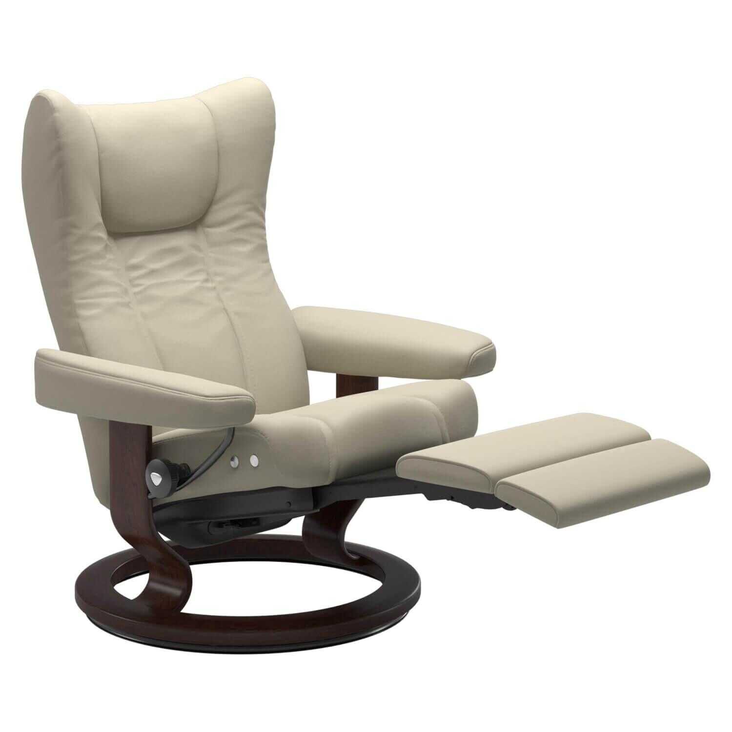 Stressless - Stressless Wing M mit Akku Classic LegComfort Leder Paloma Light Grey - 1