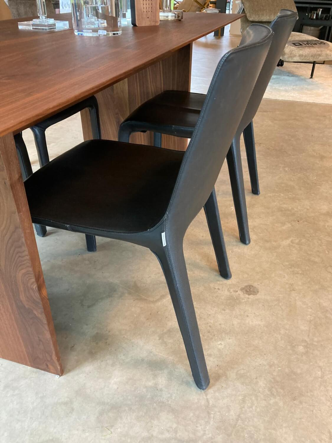 Walter Knoll - 5er Set Stuhl Gio Anilinleder Elen Schwarz Oberfläche Gewachst - 6