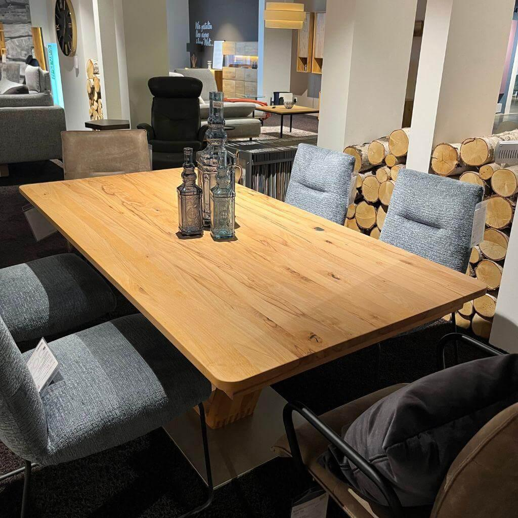 Natura - Esstisch Cartago Soft Astbuche Massiv Natur Geölt Fuß Metall Pulverbeschichtet Ausziehbar - 4