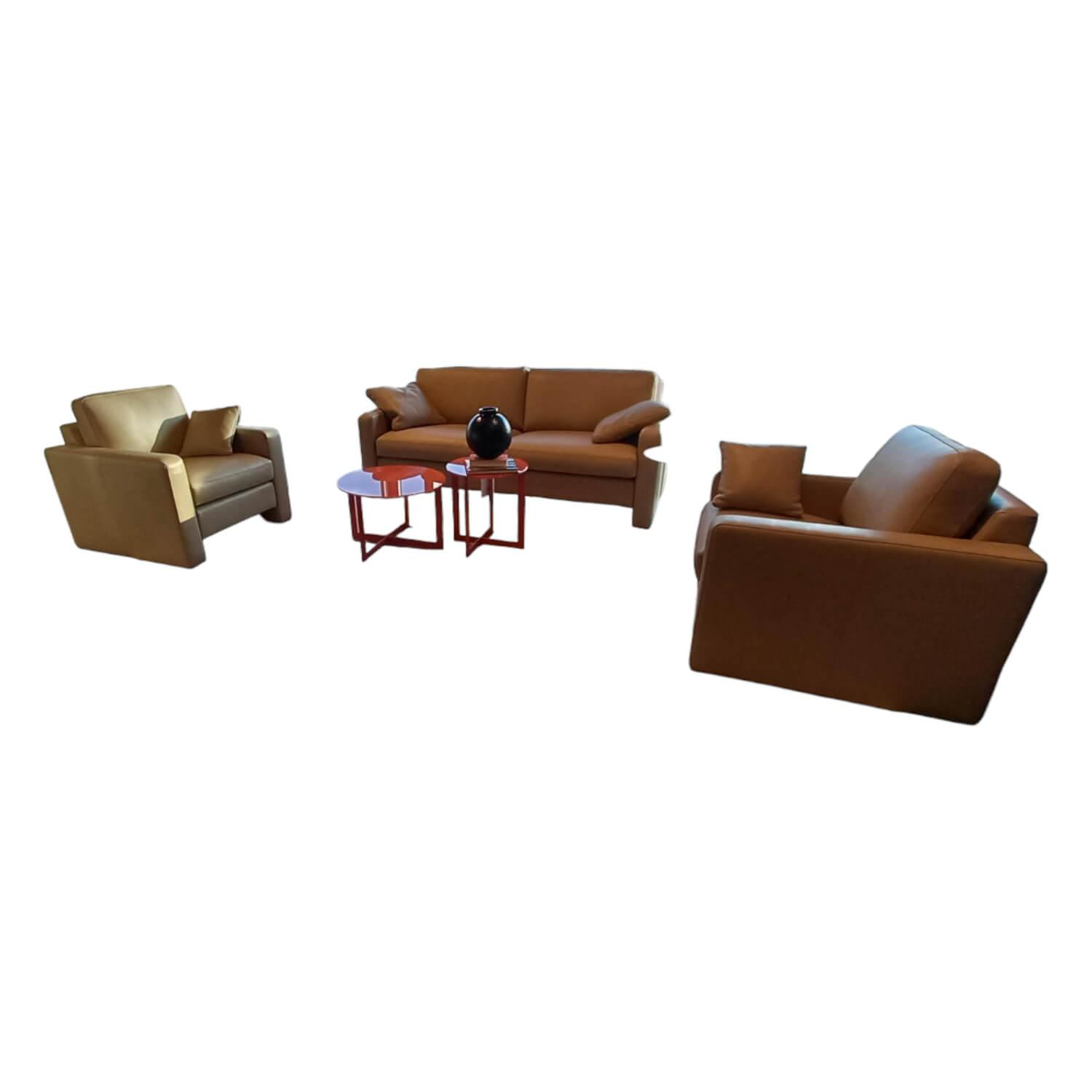 Violetta - Garnitur Ensemble Rivoli Leder Anilina Premium Marmor Beige 2 Sofas 1 Sessel - 1