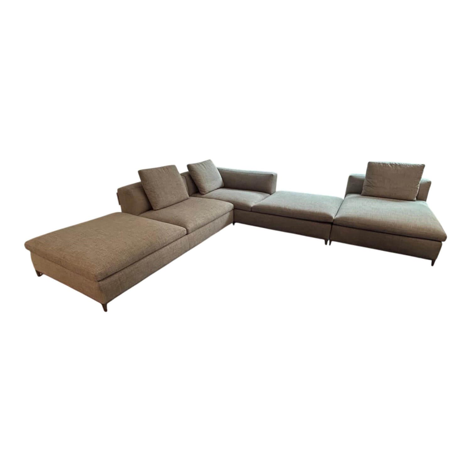 B&B Italia - Ecksofa Michel Club Stoff Super Aramis Stein Beige Füße Bronzefarben - 1