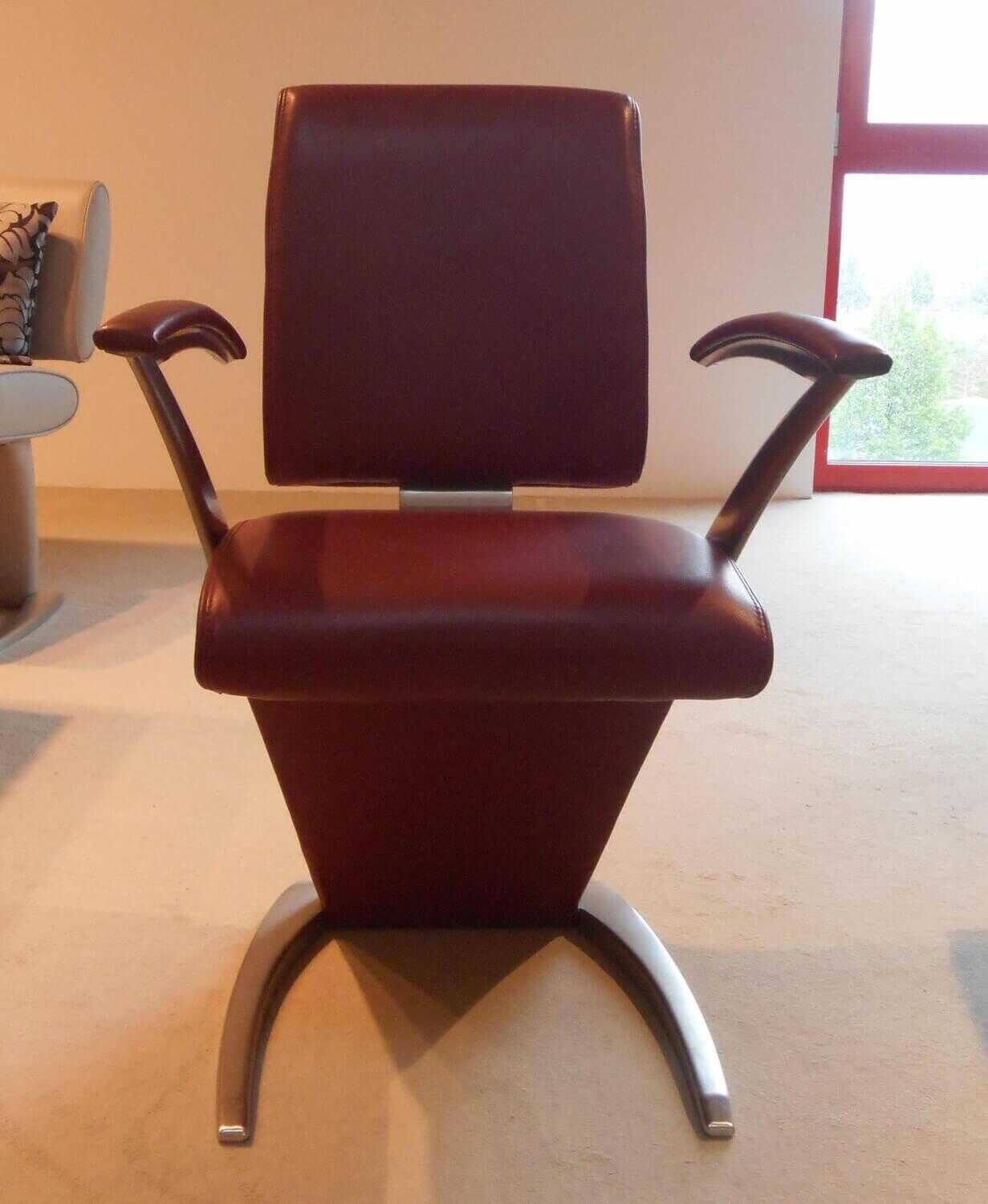 Musterring - Essgruppe Boom Leder Rot Braun Tisch Nussbaum - 6