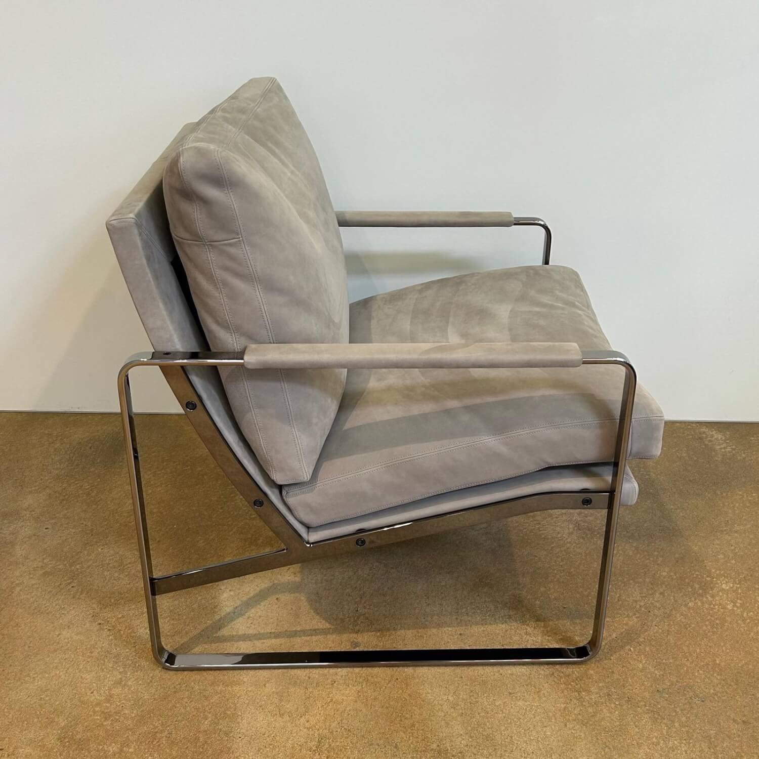 Walter Knoll - Sessel Fabricius 710 10Leder Velvet Chia Grau Gestell Stahl Schwarz Chrom Mit Kunststoffgleitern - 3