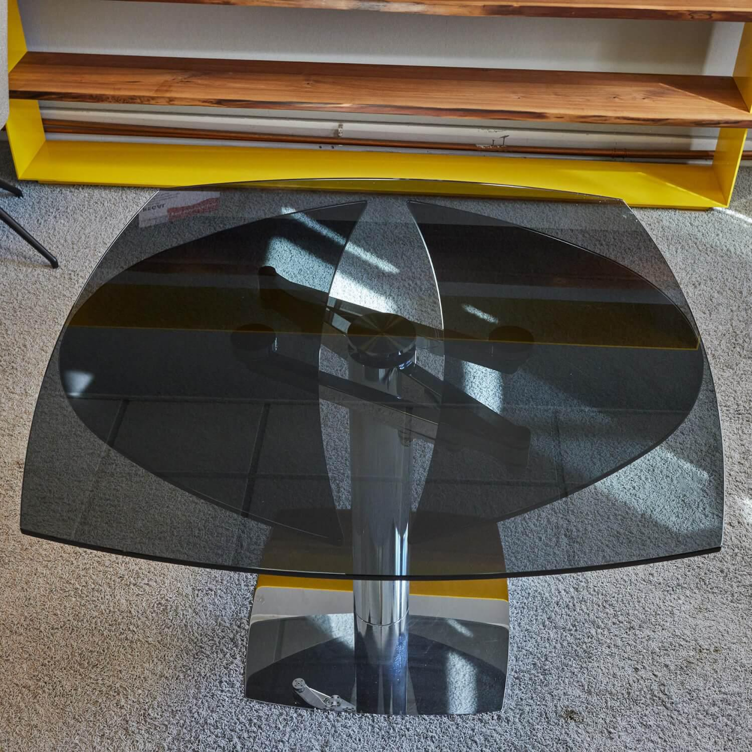 Draenert - Esstisch Titan III Glas Grau Sockel Hochglanz Chrom Ausziehbar - 5