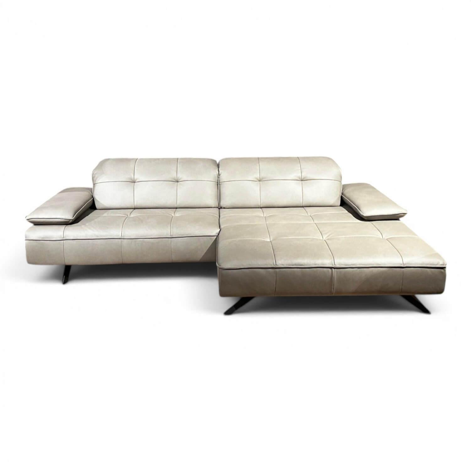 JOOP! - Ecksofa 8111 Square Leder 22 Soft Nappa Shadow Grau Beige Füße Metall Schwarz Mit Elektrischer Verstellung - 2