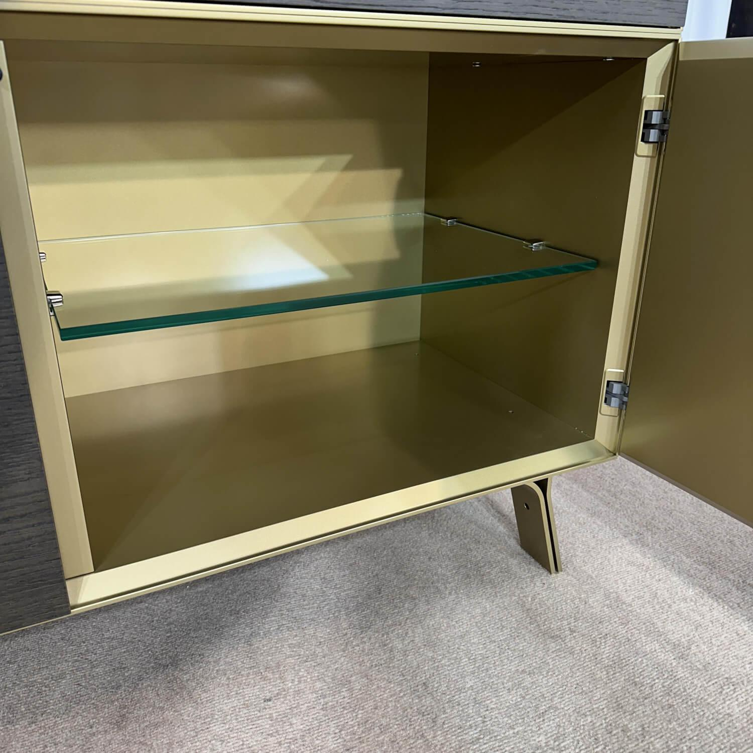 Highboard Domino Holz Wenge Schwarz Innen Gold Schubladen Hellgrau