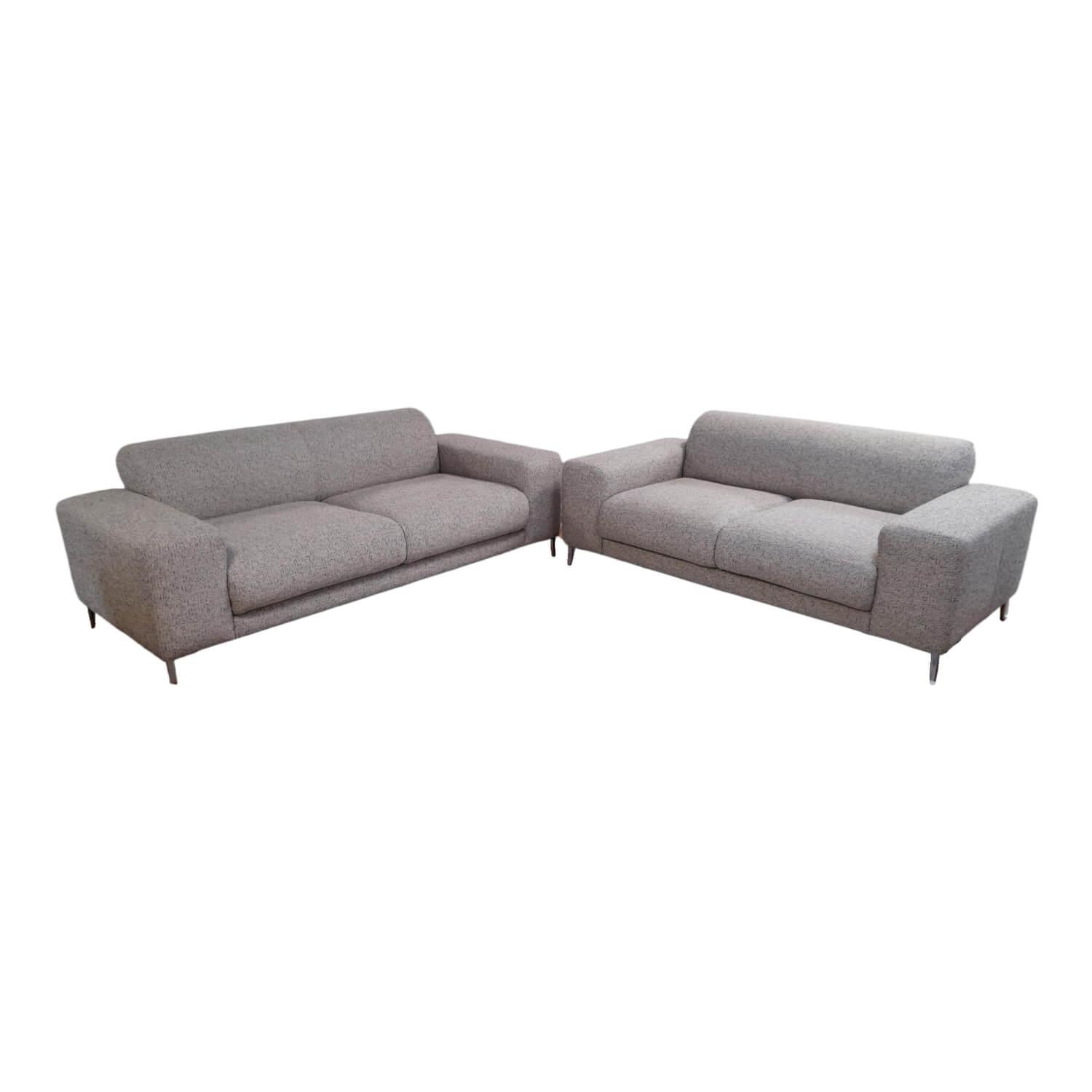 Ponsel - Polstergruppe 79053 Bezug Stoff 1211 12 Grau Creme Fuß Metall Alu Poliert - 1