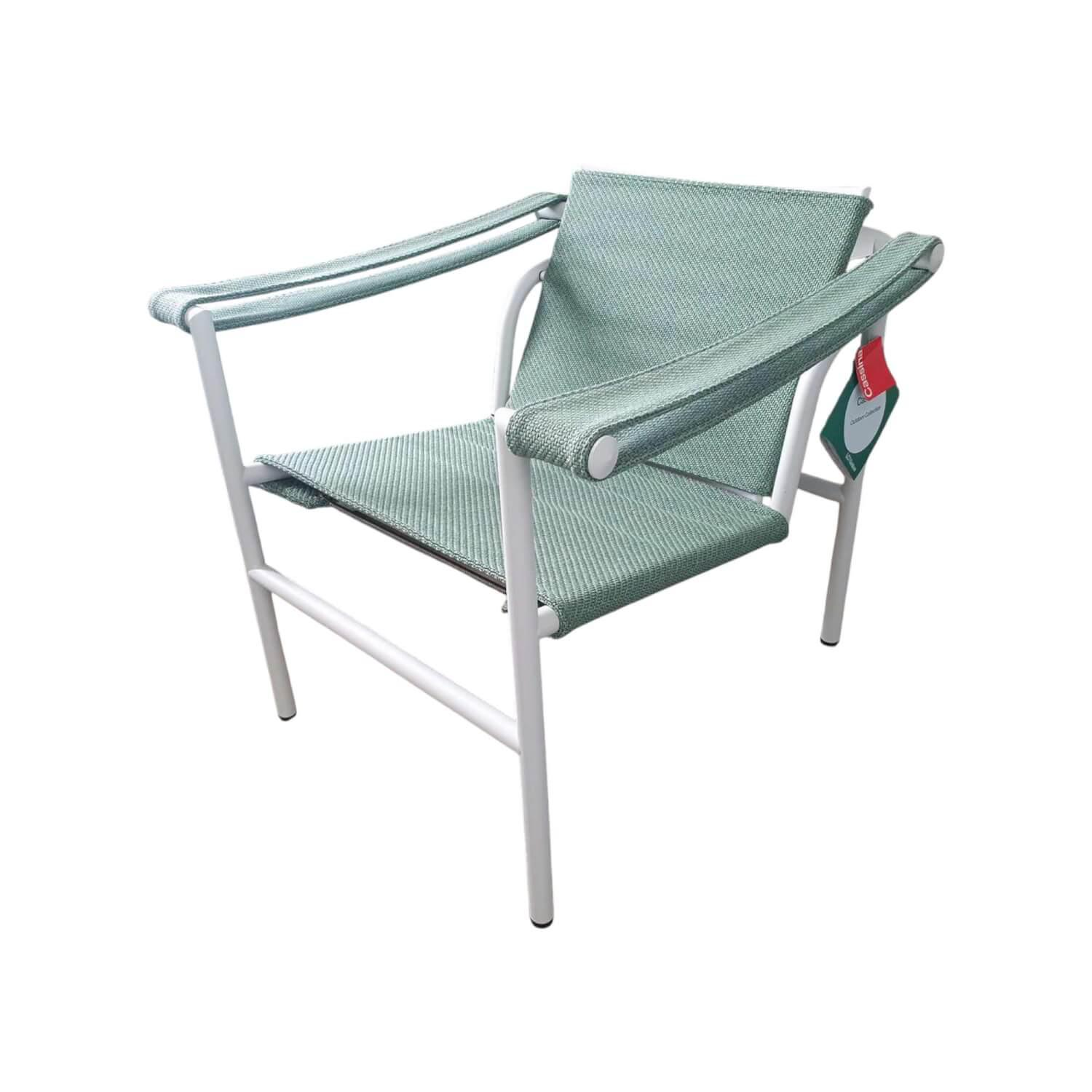 Cassina - Sessel Fauteuil Dossier Basculant Stoff Smeraldo Kemi 13L366 Grün Gestell Elfenbeinweiß Weiß Lackiert - 1