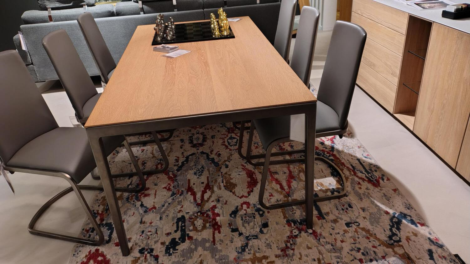 Team 7 - 6er Set Freischwinger F1 Leder L1 Mittelgrau Gestell Stahl Bronze Matt - 2