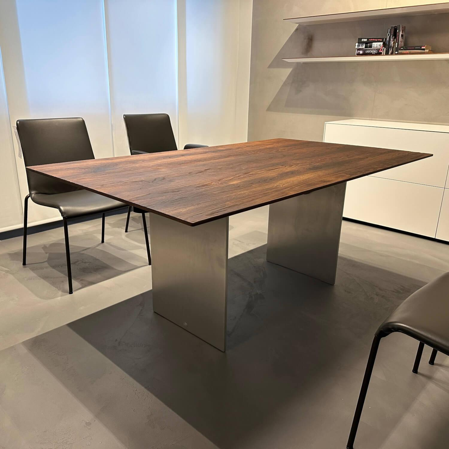 Draenert - Esstisch Atlas Platte Naturholz Amerikanischer Nussbaum Gestell Metall - 9