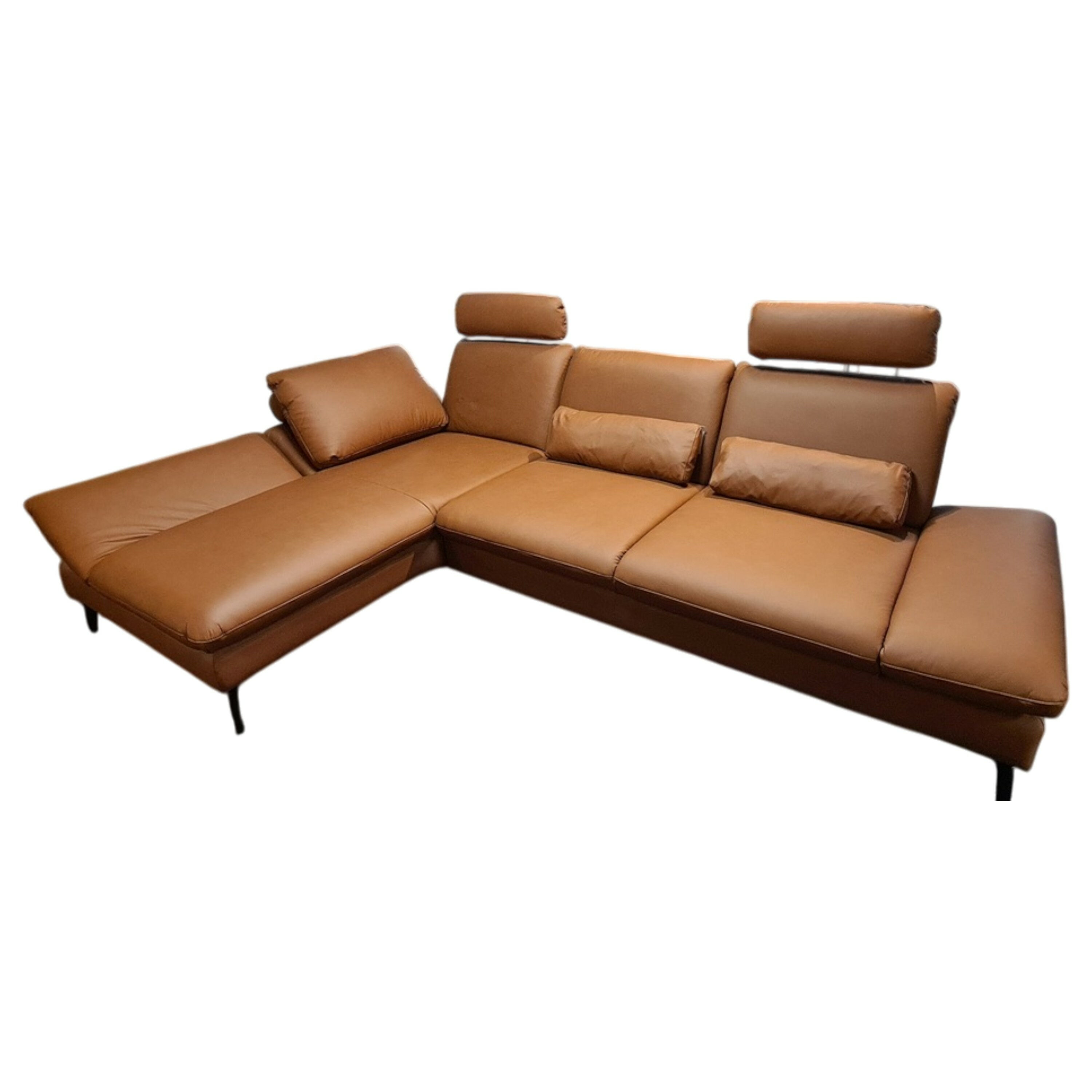 Polinova - Ecksofa LS24 Floria Leder Vivre Parkett Braun - 1