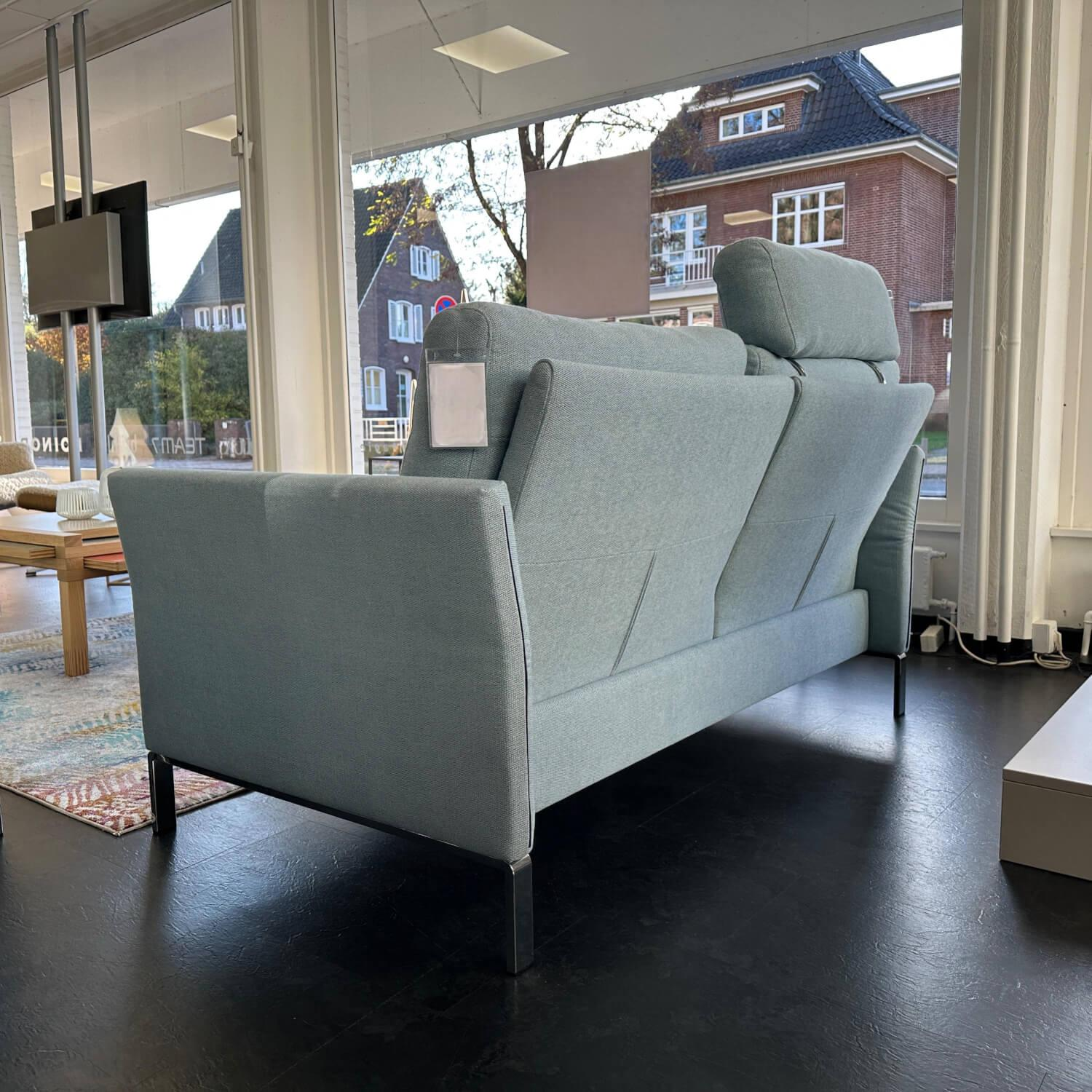 Erpo - 2er-Set Sofa Modena Stoff Prairie 2022 45 Blau Füße Metall Hochglanz Verchromt Mit Verstellung Inklusive Hocker - 6