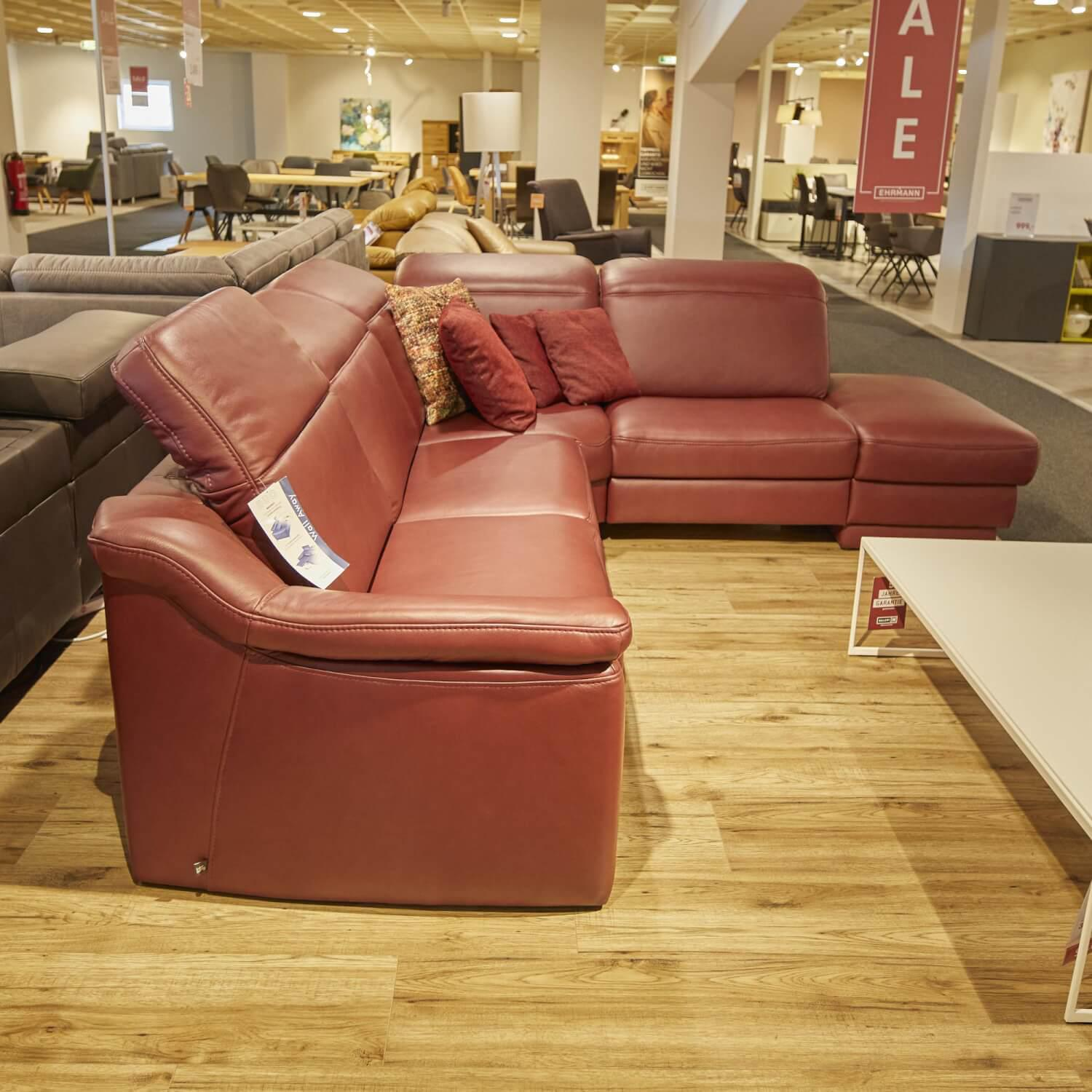 Hukla - Ecksofa IL 4052 Leder Credo Barolo Rot mit motorischen Funktionen - 5