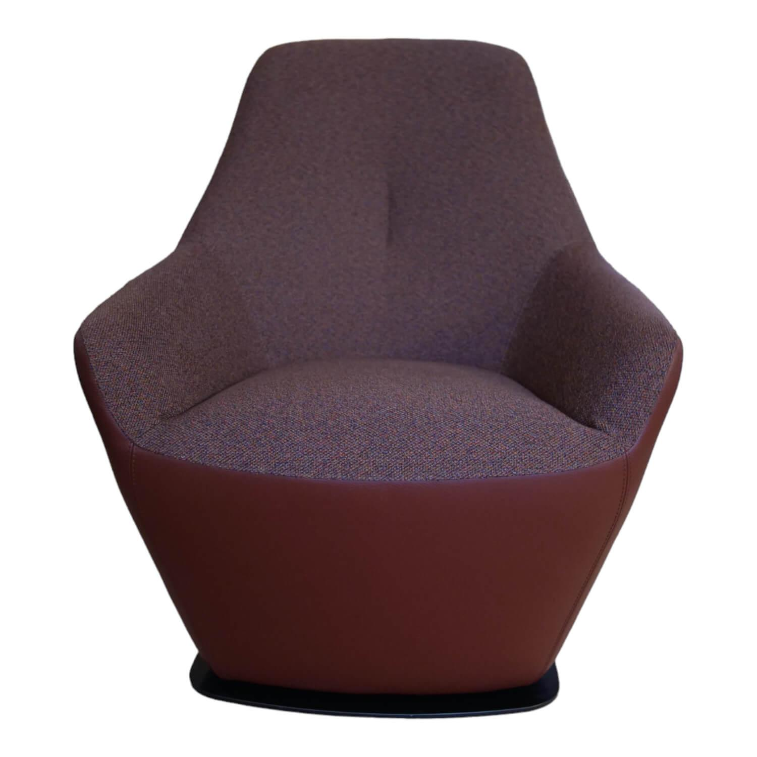 Leolux - Drehsessel Cantate Bezug Innen Stoff 22027 Loft Salak Rot Außen Semianilinleder Senso Rust Rot Fuß Epoxy Nuit Silk Schwarz - 1