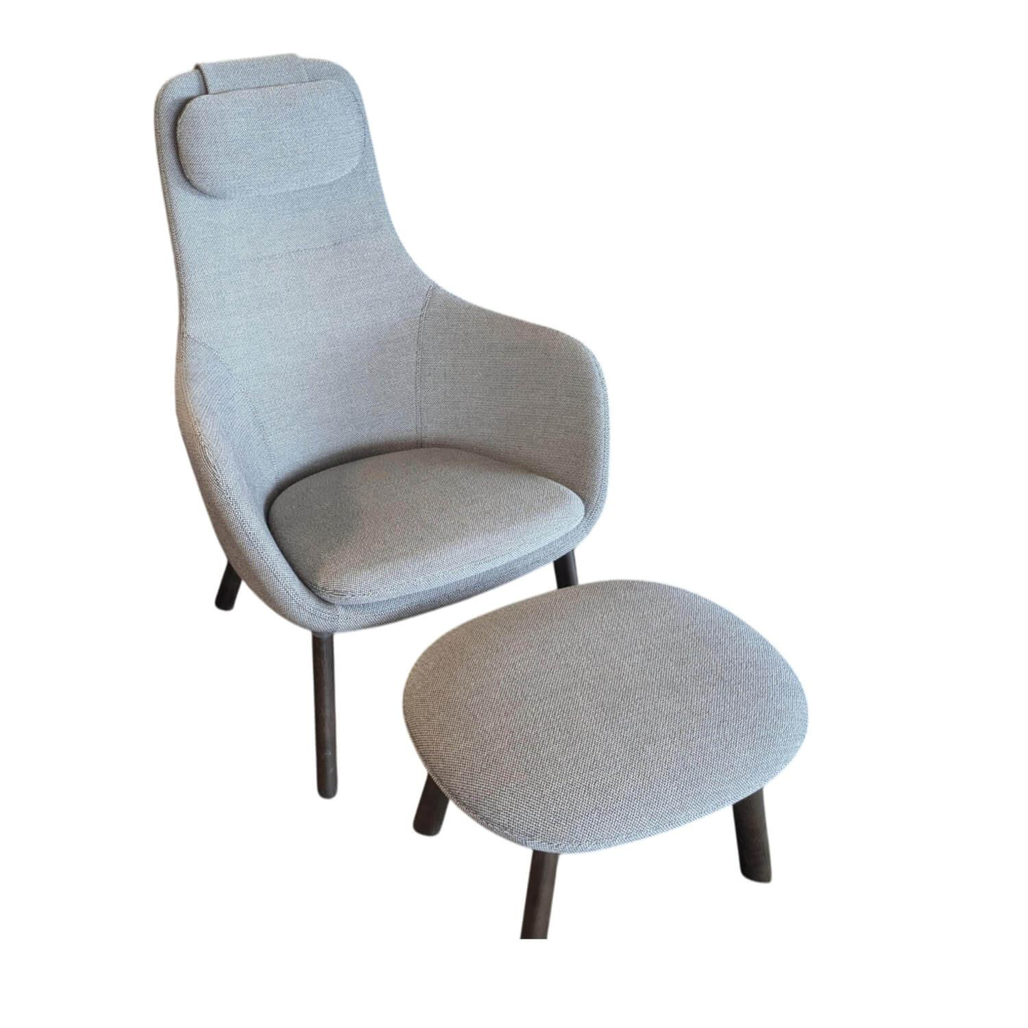 Vitra - Sessel HAL Lounge Chair Stoff Credo Salt n Pepper Grau mit Hocker - 4