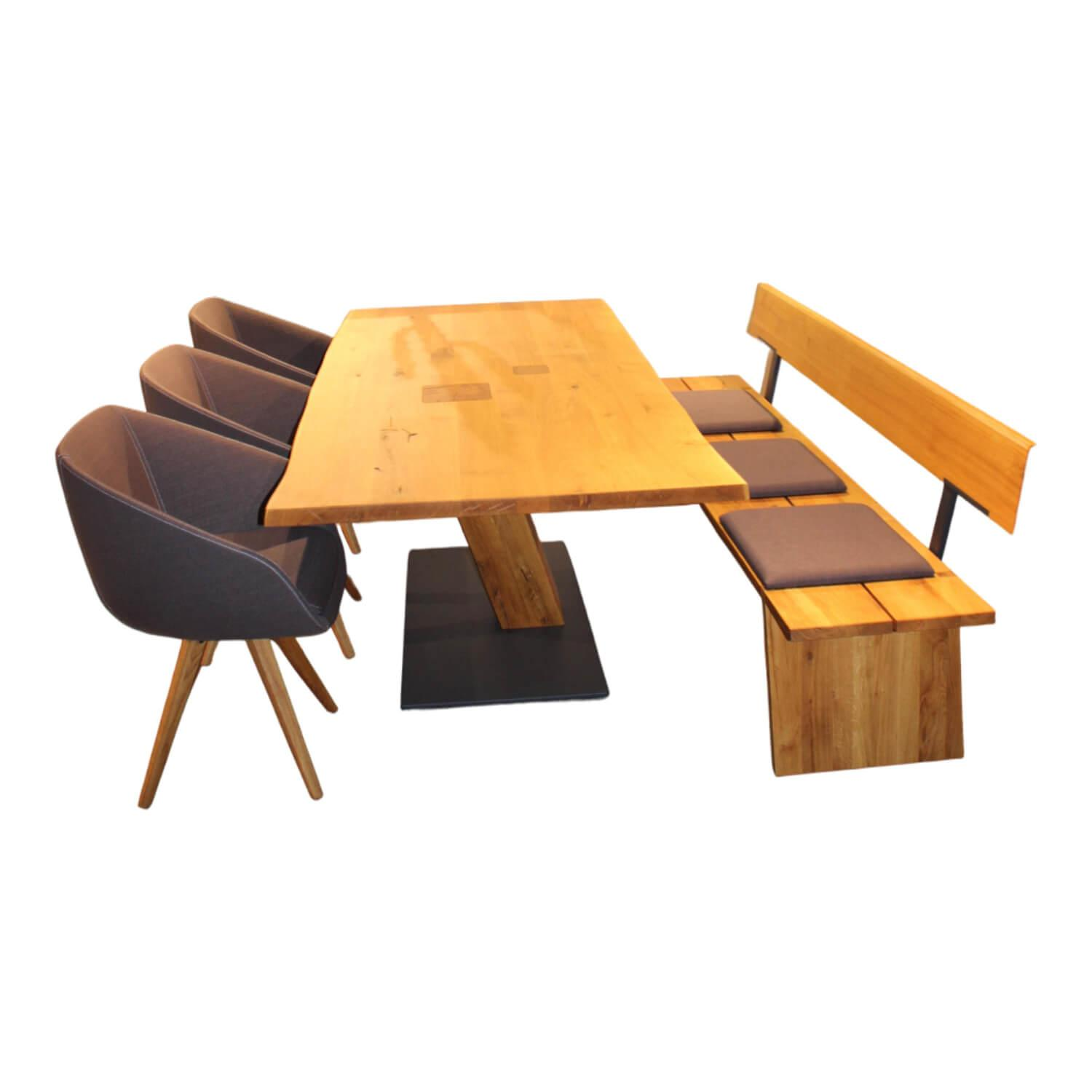 Wimmer - Essgruppe Zweigl Z30 Rustikale Asteiche Esstisch Bank 3 Stühle - 1