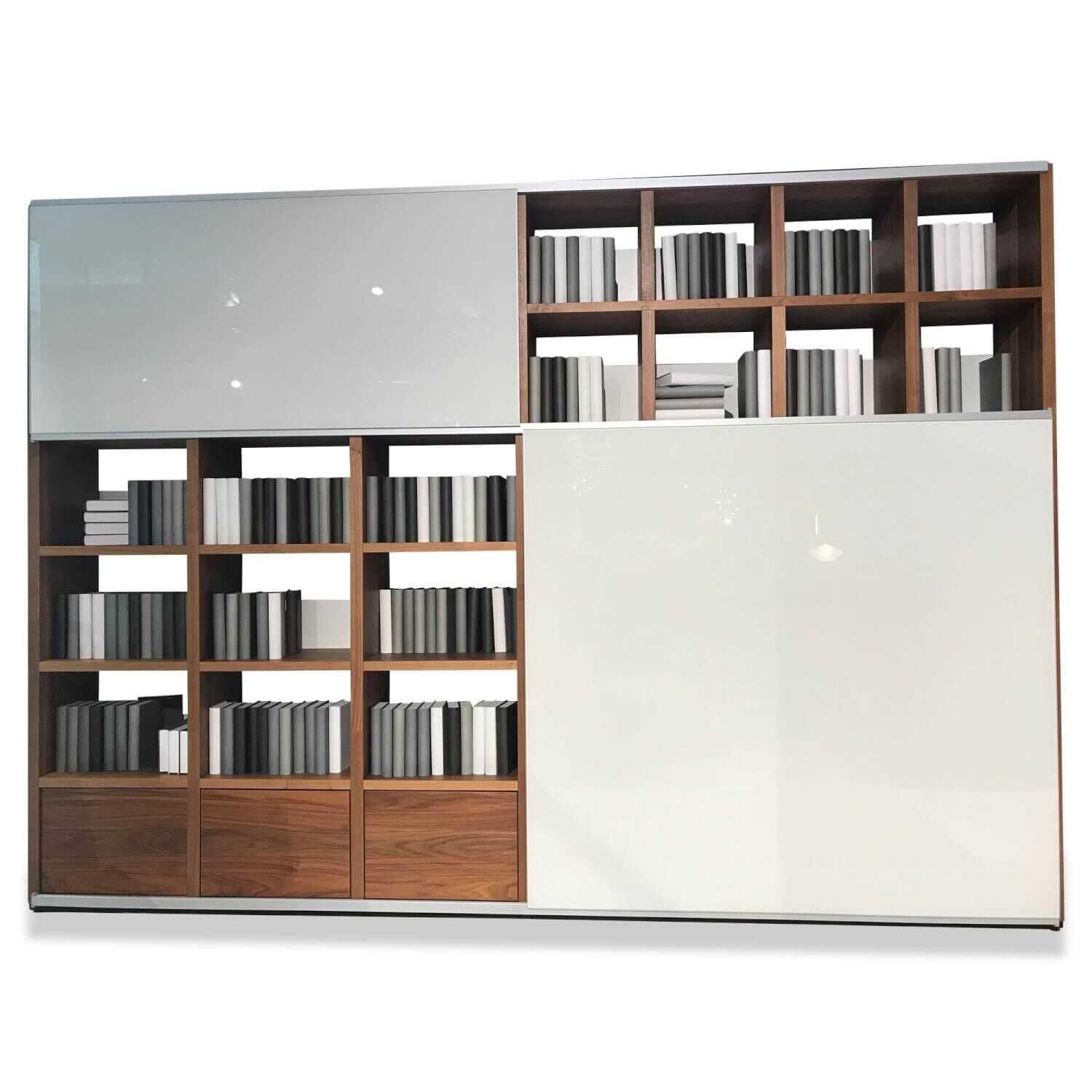 h-C3-BClsta-wohnwand-mega-design-glas-lackiert-wei-C3-9F-nussbaum-mit-tv-halterung-371f62346448xUmFpi5bLCzAy Hülsta - Wohnwand Mega Design Glas Lackiert Weiß Nussbaum mit TV-Halterung - 1