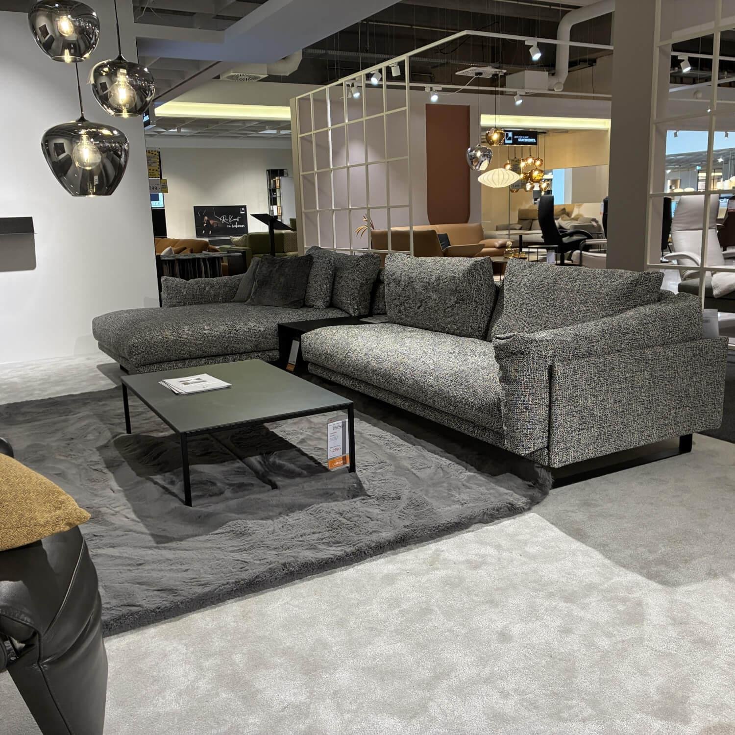 WK Wohnen - Sofa WK 590 Stoff Nizza 92 Stahl Grau Metallkufe U Flach Schwarz - 7