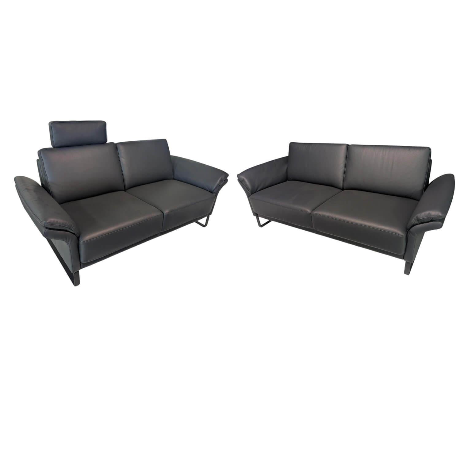Musterring - Garnitur MR385 Leder Dickleder Navy Blau 2 Sofas - 1
