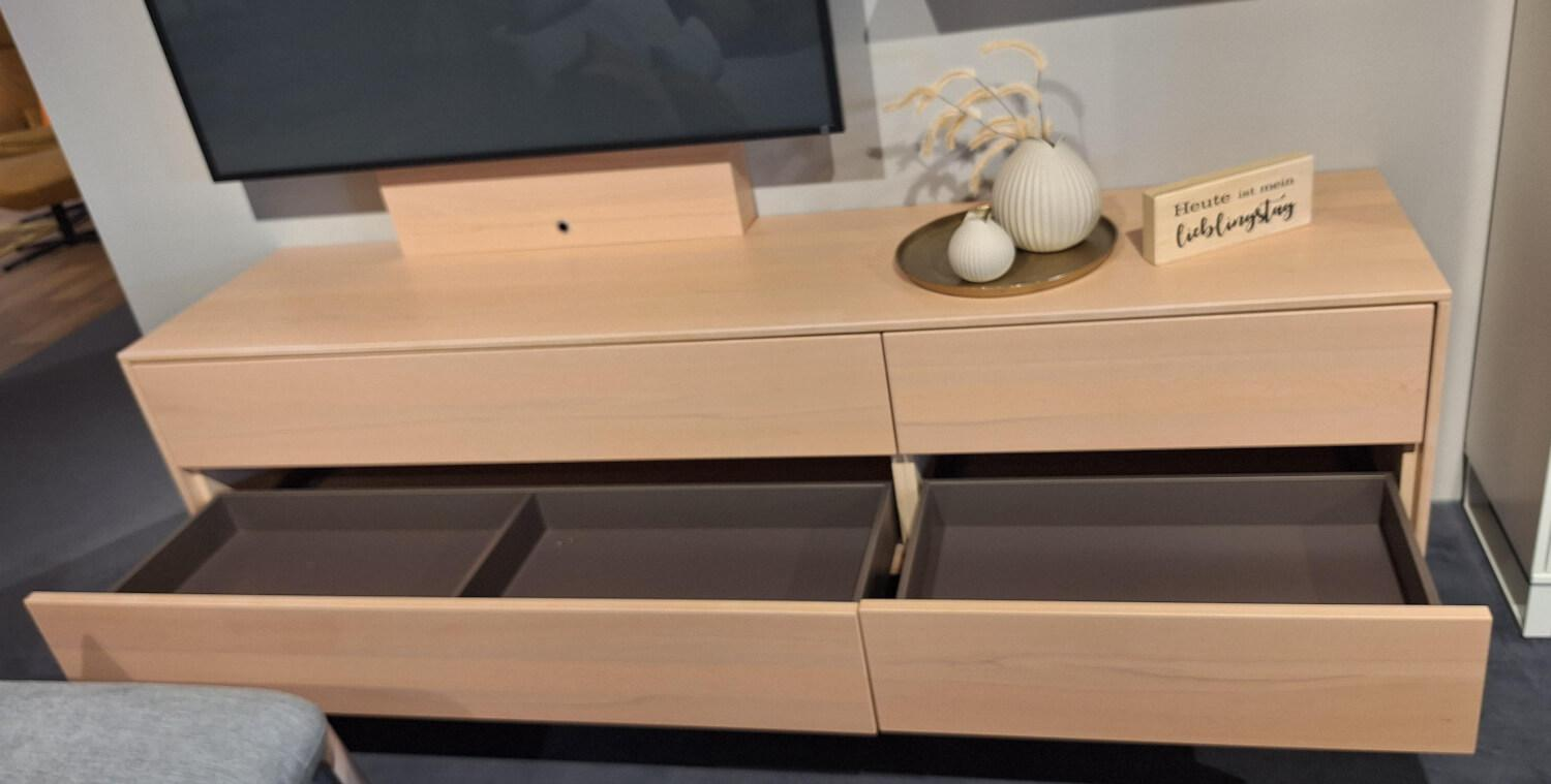 Rietberger Möbelwerke - Wohnwand Lennon Lack Weiß Kristallbuche Furniert - 2