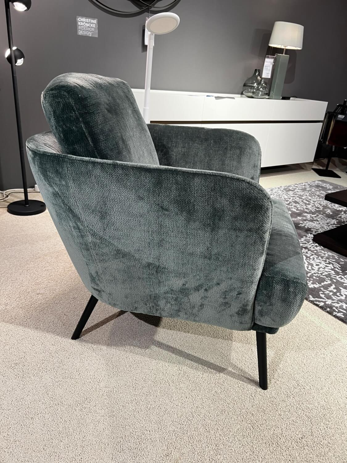 Christine Kröncke - Sessel Nona Stoff Cozy CK2773 Algue 032 Grau Metallfuß Schwarz Pulverbeschichtet - 4