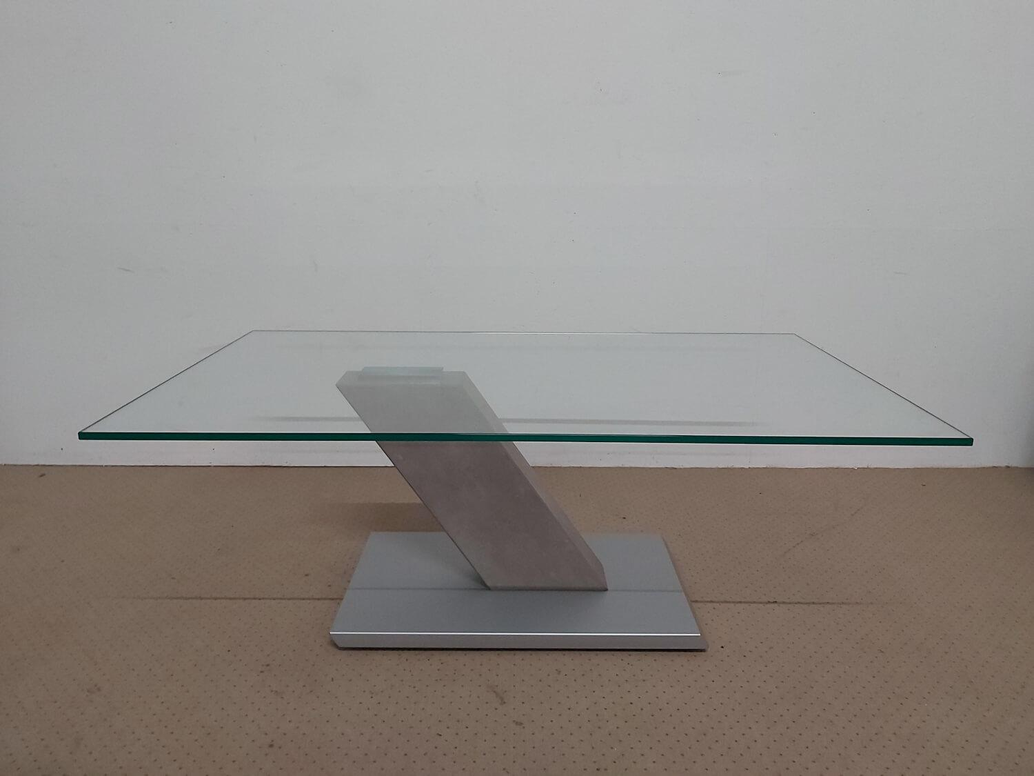 Stegert Design - Couchtisch Betonoptik Silber Kristallglasplatte - 4