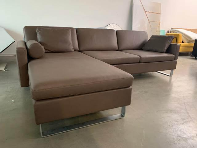 Brühl - Corner sofa Alba System M leather Pearl 85 mud gray - 6