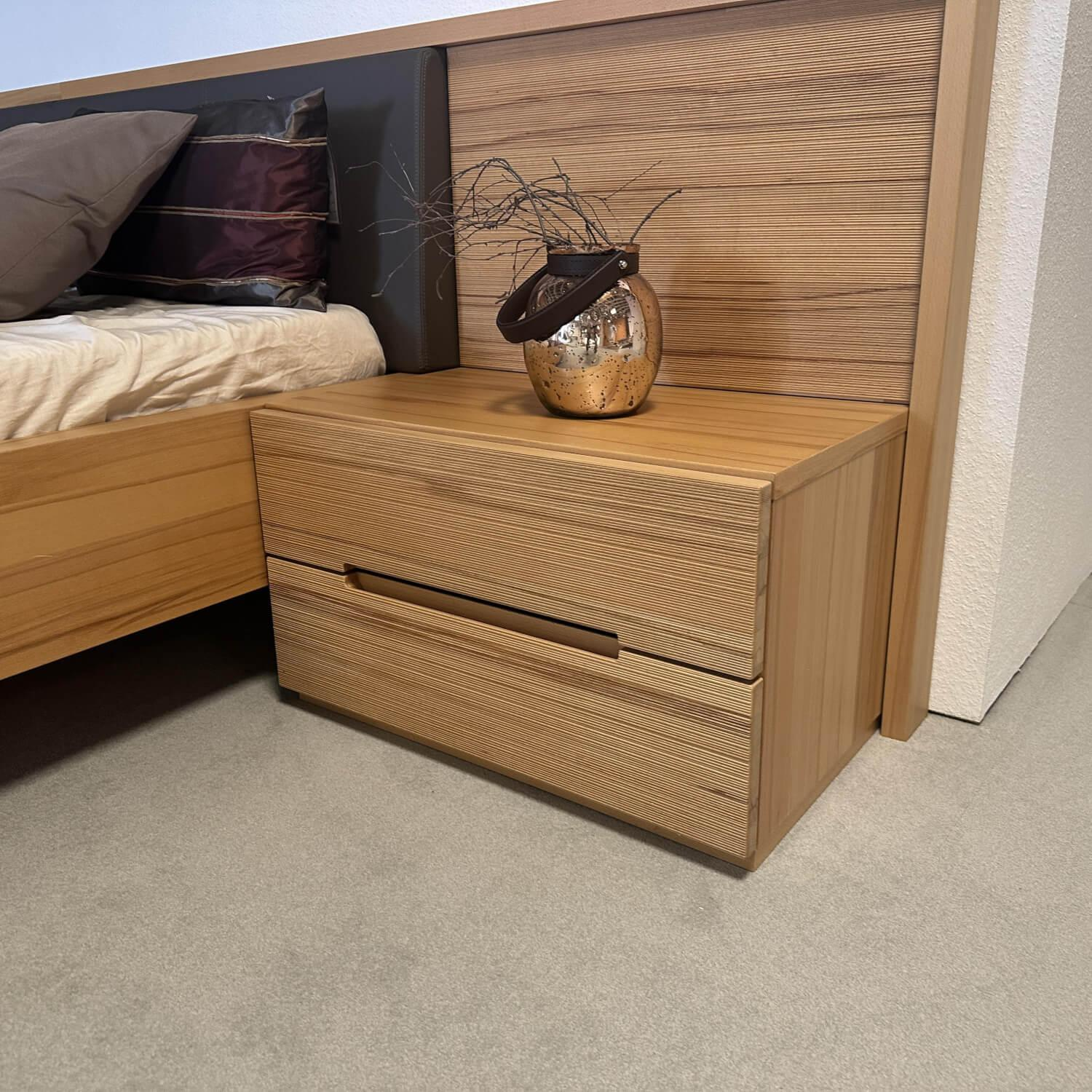 Hülsta - Schlafzimmer Acrea Bett Leder Braun Schwarz Und Strukturbuche Konsolen Mit Schubkästen - 7