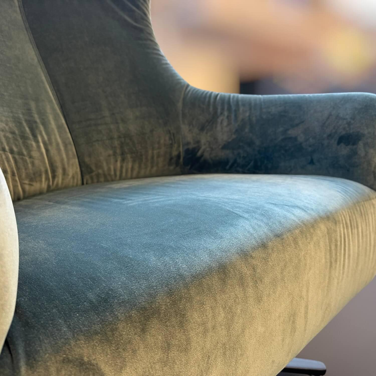 IP Design - Hochlehnsessel Flow Stoff City Velvet CA7832/137 Grau Blau Mit Sternfuß Schwarz Matt - 3