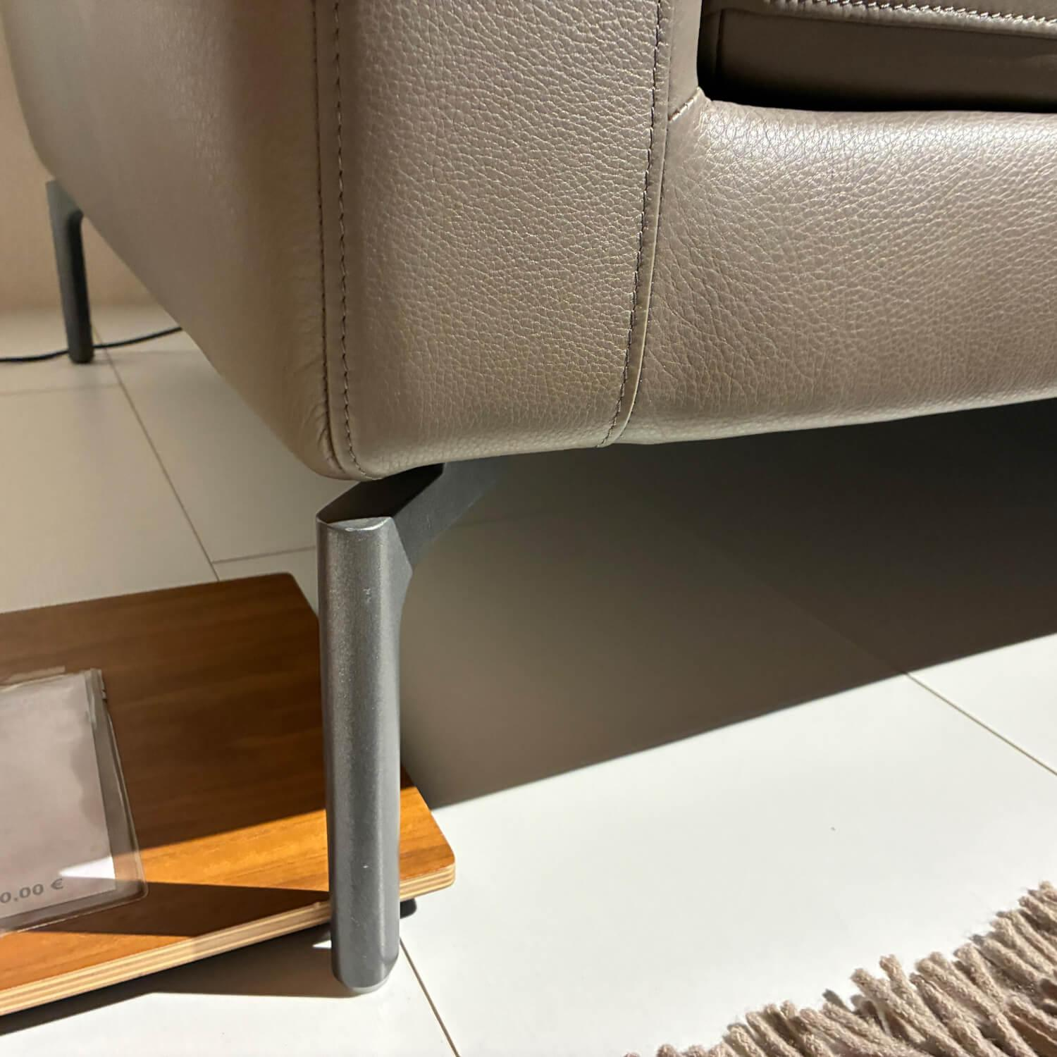 Intertime - Sofa Gil Leder Santana Terra L3385S Grau Braun Füße Metall Schwarz - 6