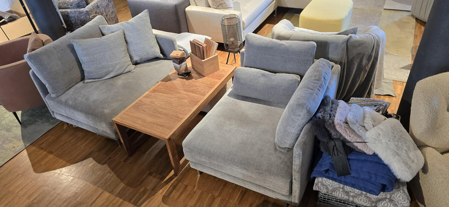 Sophisticated Living - Sofa Hanapepe Stoff Indecence 02 Velour Grau Füße Aluminium Ohne Tisch Und Kissen - 4