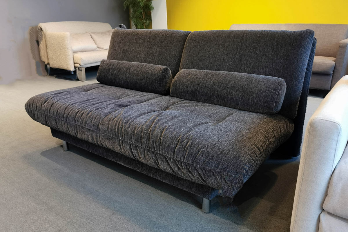 Brühl - 2-Sitzer Schlafsofa Quint Stoff 2065 0099 Schwarz Gestell Metall Verchromt - 2